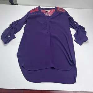 Anthropologie Sincerely Mary Womens SZ Medium Purple Long‎ Sleeve Tunic Top Boho thumbnail 1