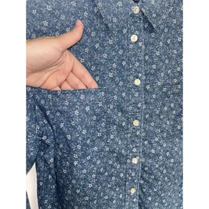 Y2K Ralph Lauren Jeans Co Floral Chambray Cotton Shirt Roll Tab Sleeve M Praire thumbnail 5