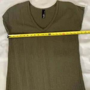 bobi olive‎ green V-neck gauze cotton shift dress size small thumbnail 5