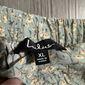 Lulus Sweet and Flirty Sage Green Floral Print‎ Two Piece Crop Top & Skirt XL thumbnail 10