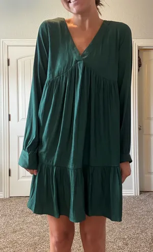 Flawless Emerald Satin Dress thumbnail 1