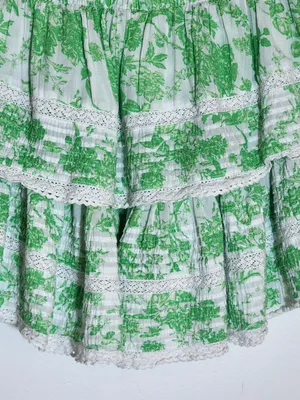 Aerie Green and White Floral Tiered Mini Skirt Size Medium thumbnail 4