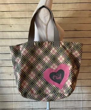 O’NEILL Pink And Gray Plaid Travel/Beach Tote thumbnail 1