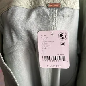 NEW Free People Ryder Pants L Metallic Silver Satin Moto Crop Vegan Shiny Green thumbnail 15