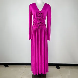 NWOT Farm Rio Pink 3d Roses Long Sleeve Draped Midi Dress Size S thumbnail 5