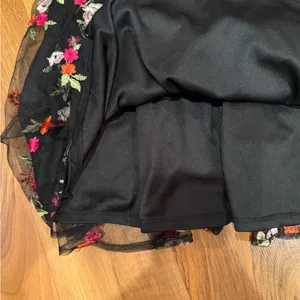 Lulus black mini embroidered sheer overlay dress floral small EUC wedding‎ thumbnail 3