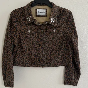 Leopard Print Jean Jacket Brown Size M thumbnail 1