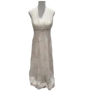 Betsy &‎ Adam Vintage White Floral Halter Sequin Cocktail Gown Dress Sz 8 thumbnail 5