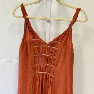 BCBGMAXAZRIA Terracotta Orange Smocked Embroidered Mini Dress AVS6BA87 Size 4 thumbnail 3