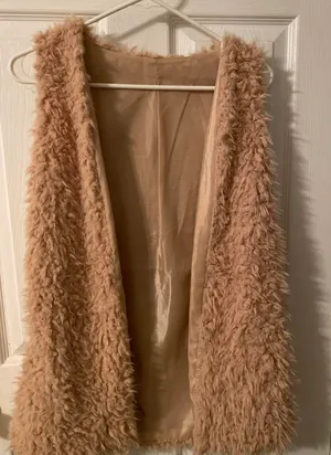 sleeveless fury vest Tan thumbnail 1
