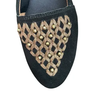LATIGO Unity Suede Ballet Flats 7 Black Gold Studded Boho Comfort NWOT thumbnail 3