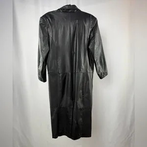 Vintage Y2K Otello Pelle Leather Trench Coat in Black‎ Size Small thumbnail 3