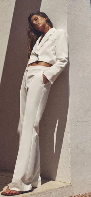ZARA blazer cropped double breasted oyster white thumbnail 4