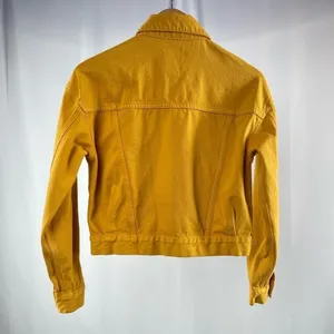 Zara Cropped Boxy‎ Denim Jean Jacket in Yellow Size Small thumbnail 4