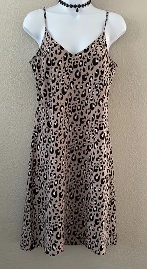 Cheetah Print Slip Dress XS Slinky Y2K Lightweight Summer Casual Funky Bratzcore thumbnail 1