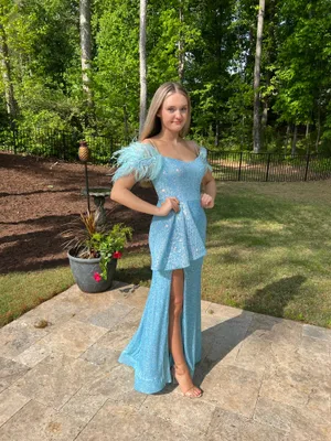 Sherri Hill Prom Dress Blue Sequin thumbnail 2