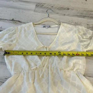 Elizabeth and James Cream Peplum Long Sleeve Peasant Blouse V-Neck Tie‎ Front Sm thumbnail 9