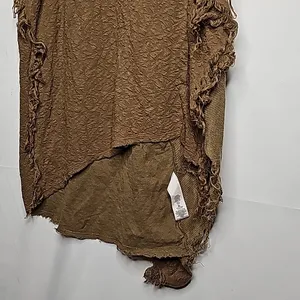 Free People army green fringe boho jungle sleeveless raw hem top blouse sz XS thumbnail 6