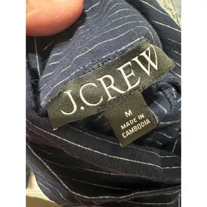 J.Crew Navy Blue Silver Metallic Striped Turtleneck Top BM313 Womens Medium‎ thumbnail 7