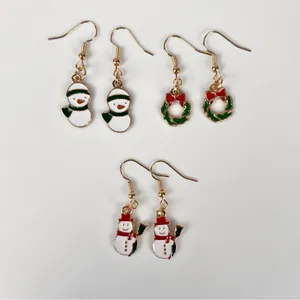 3 Pairs of Christmas Hook Earrings, Wreath, Santa Claus, New! thumbnail 2