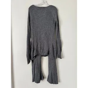 Free People Asbury‎ Sweater Lounge Set Grey Cable Knit Flare Pants Ribbed Cozy thumbnail 6