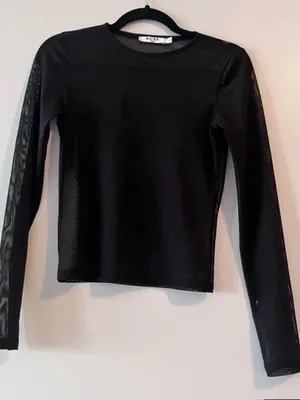 NA-KD Black Sheer Long Sleeve Shirt thumbnail 1