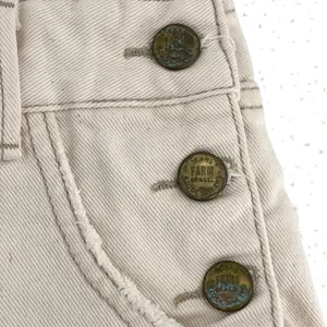 Farm Rio Vintage Ivory Denim Overall Shorts Summer Festival School Fit Size P/XS thumbnail 3