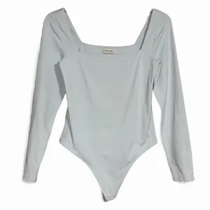 BABATON Long‎ Sleeve Square Neck Thong Bodysuit Light Blue Size L thumbnail 1