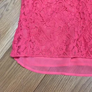 Express Blouse Womens Size Medium Pink Lace Overlay Sheer‎ Hem Tank Top Coral thumbnail 3