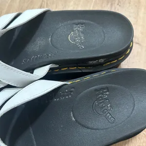 Dr. Martens | Woman's Blaire White Black Leather Platform Slide Sandals, Size 10 thumbnail 5