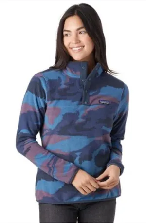 Patagonia Micro D Snap T Pullover Blue & Purple Camo Fleece Sweatshirt S thumbnail 1