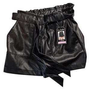 Ci Sono Women's Black Faux Leather Paperbag Shorts‎ Size M thumbnail 4