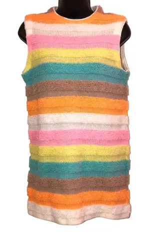 Anthony's Vintage Striped Knit Mini Sweater Dress Tunic‎ Sleeveless Small Pastel thumbnail 1