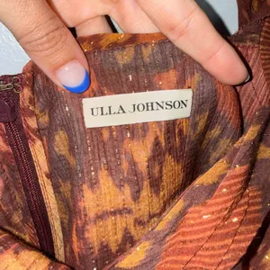 Ulla‎ Johnson Mini Dress Women 10 Orange Excellent Ikat Metallic Ruffle Ruched thumbnail 4