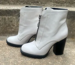 BCBGeneration White Ankle Boots with Zipper Detail thumbnail 1
