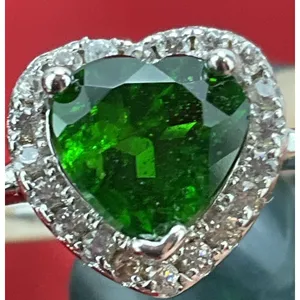 Green‎ CZ Love Heart Promise Polished Ring .925 Sterling Silver Band Sz 8.25 thumbnail 6