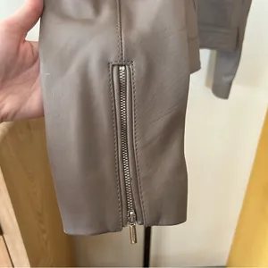 Cole Haan 100% Genuine Lambskin Leather Moto Jacket Lined‎ Biker Taupe Size M thumbnail 12