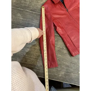 Whet Blu Leather Jacket Womens Size Medium Petite Red Zip Up thumbnail 10