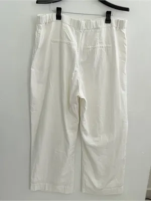 NEW Abercrombie & Fitch White Wide-Leg LINEN pants XLARGE thumbnail 4