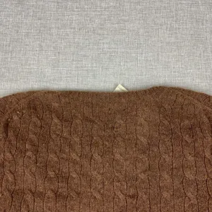 Tweeds Sweater Womens Large Brown V Neck Cable-Knit 100% Cashmere Pullover thumbnail 12
