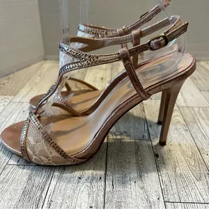 Italina Rose Gold Slingback Heels Lace Size 8.5M Elegant Party formal thumbnail 5