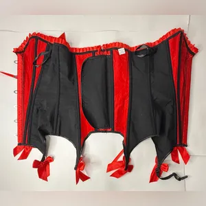 Source Unknown Corset Women's Size Small Red Black‎ Lace Ribbon Bedroom Feminine Body Shaper thumbnail 9