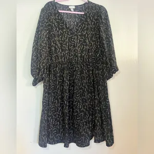 Ava & Viv Black Floral Long Sleeve Dress thumbnail 3