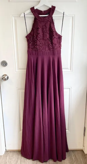 Lulu’s picture perfect burgundy lace maxi dress thumbnail 6