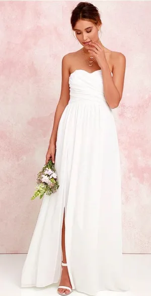 LULU's Sexy Romantic Bridal Flowy Romantic Chic Minimalist Beach Wedding Gown thumbnail 1
