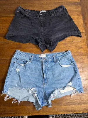 Abercrombie & Fitch Set of 2 High Rise‎ Mom Shorts Cut Off Boho Plus Size 16 thumbnail 1