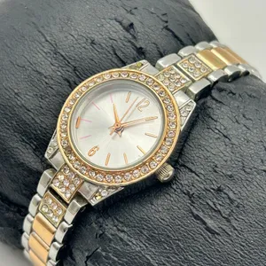 Women’s Two-tone Silver and Rose-gold Crystal Accented Analog Watch Working thumbnail 2