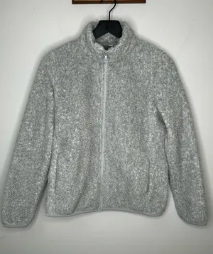 Uniqlo Grey Teddy Jacket Size M thumbnail 1