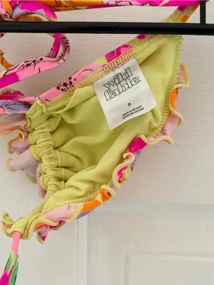 wild fable Girls Floral Ruffle Bikini Top - Pink, Yellow & Purple thumbnail 4