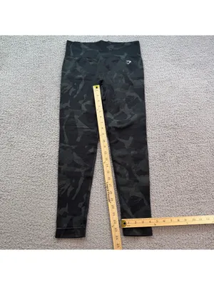 Gymshark Camo Seamless Leggings Black High Waisted Workout Womens L Bodybuilding thumbnail 4